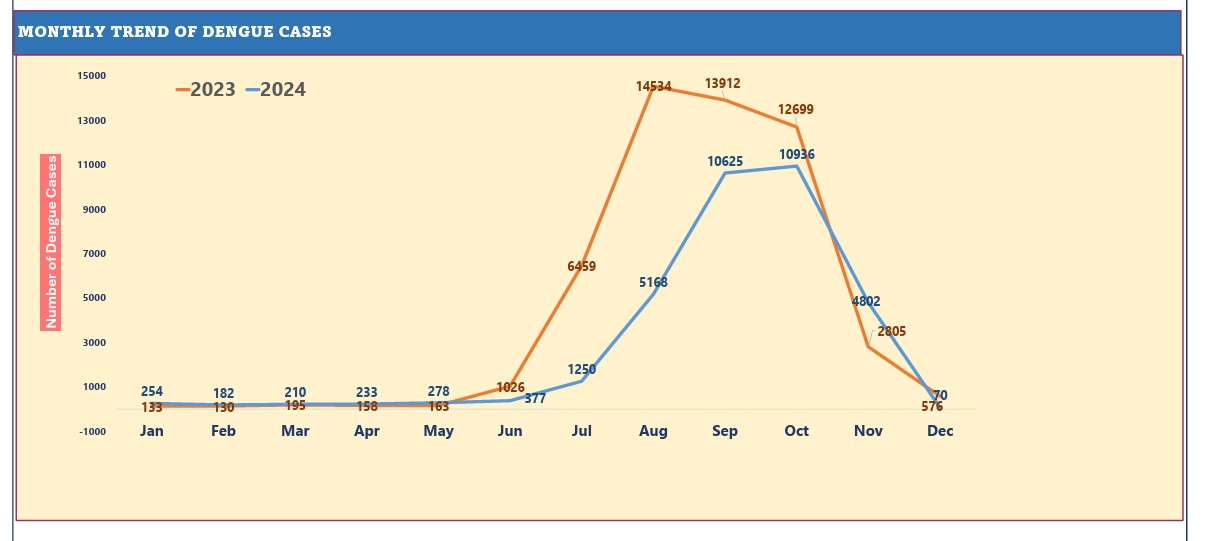 Dengue case trends 2023 2024